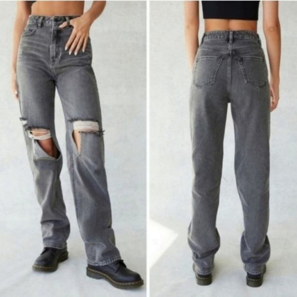 Pacsun Washed Black High Rise Distressed Ripped 90s Boyfriend Jeans - Picture 1 of 11